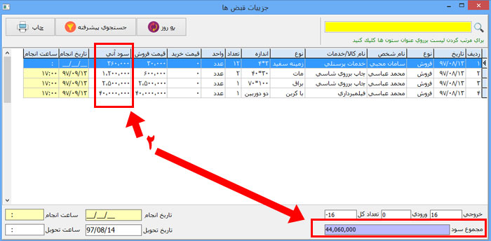 چاپ گزارش سود روزانه