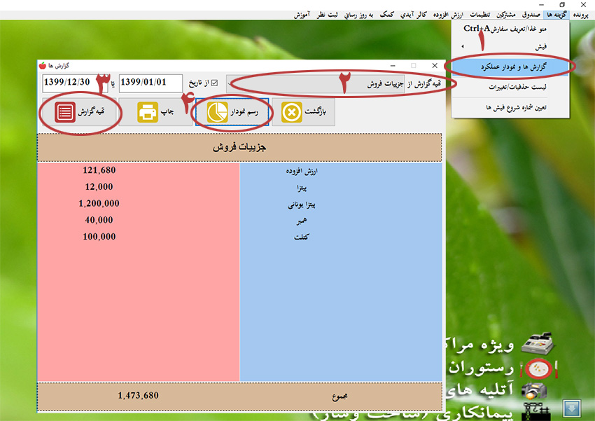 تهیه گزارش و نمودار عملکرد